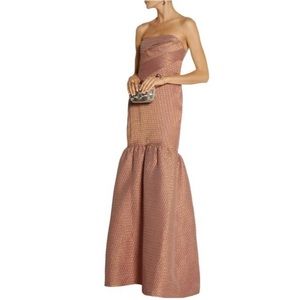 🥂Marchesa Notte Strapless Brocade Metallic gown